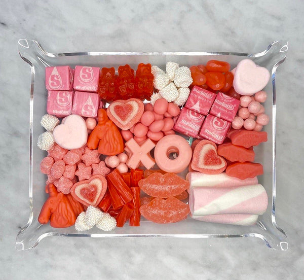 Candy Charcuterie Board in Lucite Acrylic Jewelry Tray