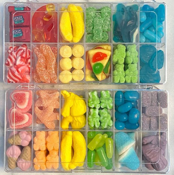 Rainbow Candy Charcuterie Board in Tackle Box Container for Kids