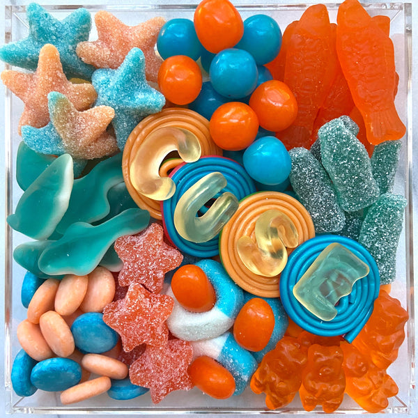 School Color's-Candy Charcuterie Board in Lucite Acrylic Tray