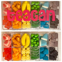 Rainbow Candy Charcuterie Board in Tackle Box Container for Kids