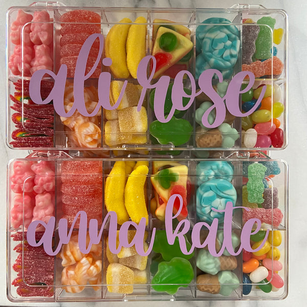 Rainbow Candy Charcuterie Board in Tackle Box Container for Kids *Pers –  Sweet Candy Boards